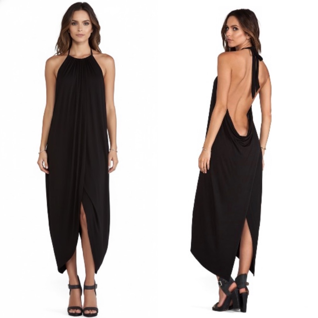 Nwot New Sen X Revolve Odelina Halter Backless Open Back Asymmetrical Dress S